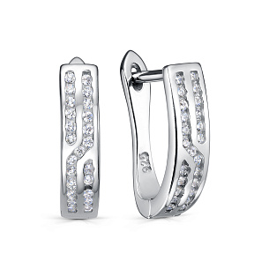 Серьги с английским замком из серебра с фианитом