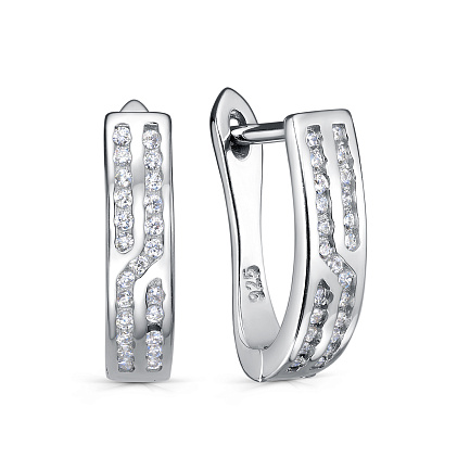 Серьги с английским замком из серебра с фианитом