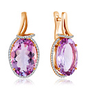 Серьги с английским замком из красного золота с аметистом