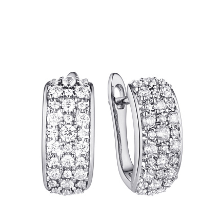 Серьги с английским замком из серебра с фианитами