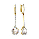 Серьги с английским замком из желтого золота с бриллиантами