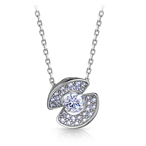 Колье из белого золота с бриллиантами, плетение якорное