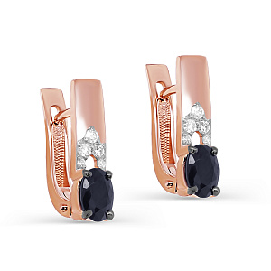 Серьги с английским замком из красного золота с бриллиантами