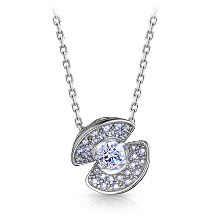 Колье из белого золота с бриллиантами, плетение якорное