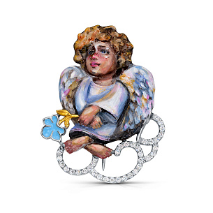 Брошь из серебра с фианитом