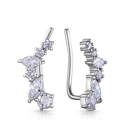 Серьги из серебра с фианитом