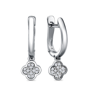 Серьги с английским замком из серебра с фианитами