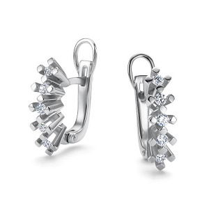 Серьги с английским замком из белого золота с бриллиантами