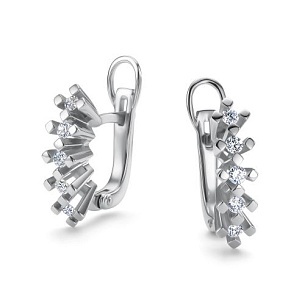 Серьги с английским замком из белого золота с бриллиантом