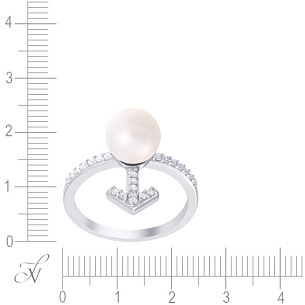 Кольцо из серебра с фианитом, жемчугом