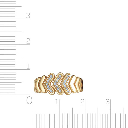 Кольцо из серебра с позолотой, фианитом