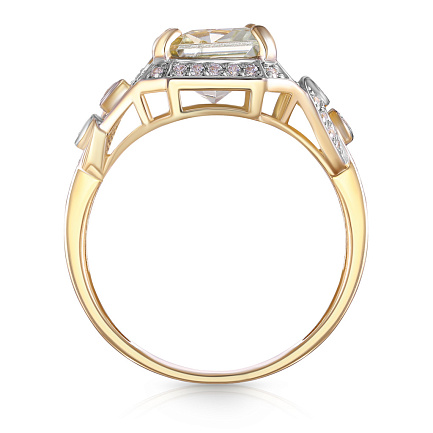 Кольцо из желтого золота с фианитом