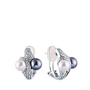 Серьги из белого золота с бриллиантами, жемчугом