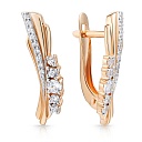 Серьги с английским замком из красного золота с фианитом