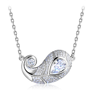 Колье из белого золота с бриллиантами, плетение якорное