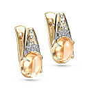 Серьги с английским замком из желтого золота с бриллиантами