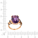 Кольцо из красного золота с бриллиантами, аметистом