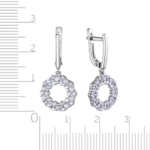 Серьги с английским замком из серебра с фианитом