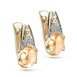 Серьги с английским замком из желтого золота с бриллиантами