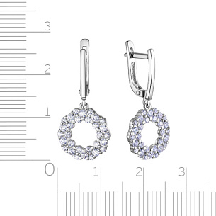 Серьги с английским замком из серебра с фианитом