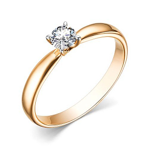 Кольцо из красного золота с бриллиантом