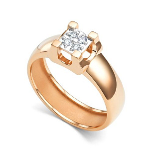 Кольцо из красного золота с бриллиантом