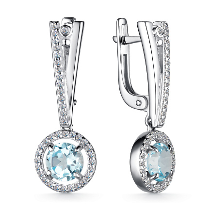 Серьги с английским замком из серебра с топазами