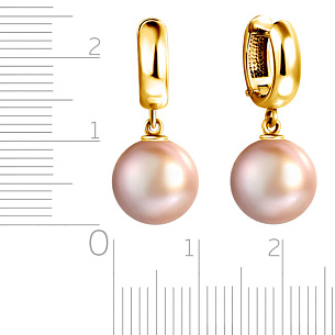 Серьги с английским замком из желтого золота с жемчугом