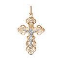Крест из серебра с позолотой, фианитом