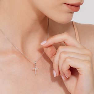 Крест декоративный из белого золота с бриллиантами