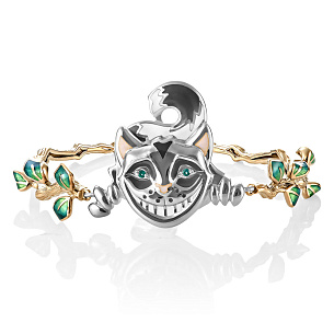 Браслет декоративный из серебра с ониксами