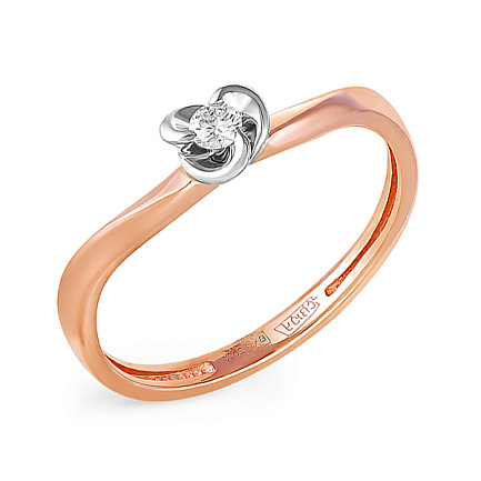 Кольцо из красного золота с бриллиантом