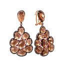 Серьги из красного золота с бриллиантами, раухтопазами