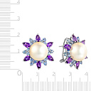 Серьги с французским замком из белого золота с аметистом