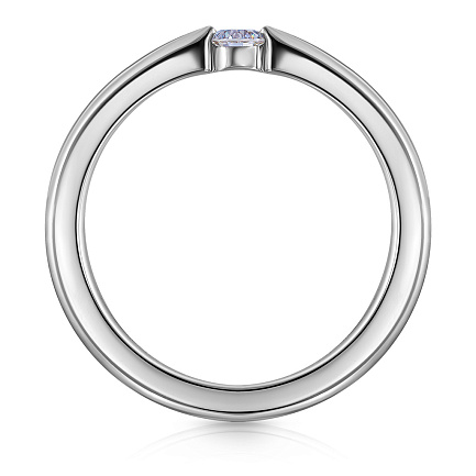Кольцо обручальное из белого золота с бриллиантом