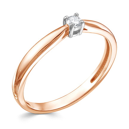 Кольцо из красного золота с бриллиантом