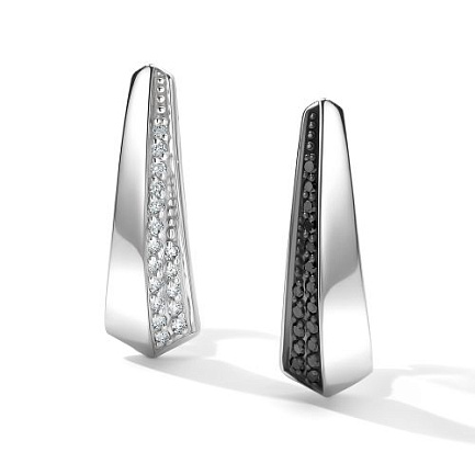 Серьги с английским замком из белого золота с бриллиантами