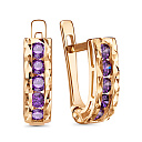 Серьги с английским замком из красного золота с фианитами