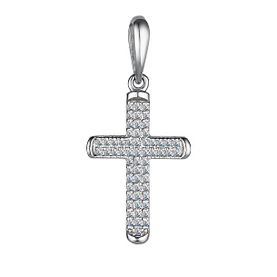 Крест декоративный из белого золота с бриллиантами