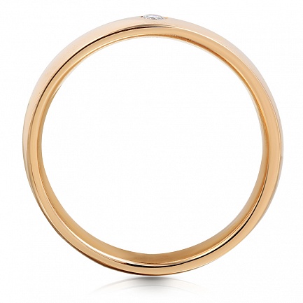 Кольцо обручальное из красного золота с бриллиантом