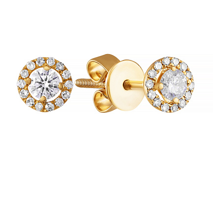 Пусеты из желтого золота с бриллиантами