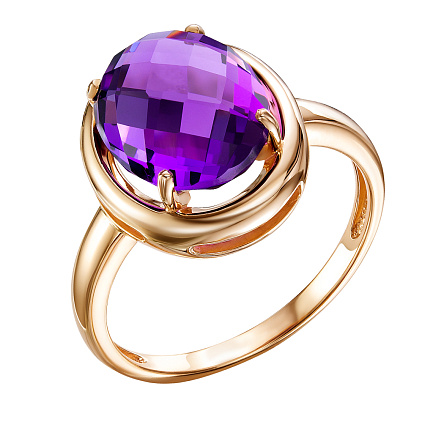 Кольцо из красного золота с аметистом