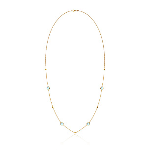 Колье из желтого золота с топазом, плетение якорное