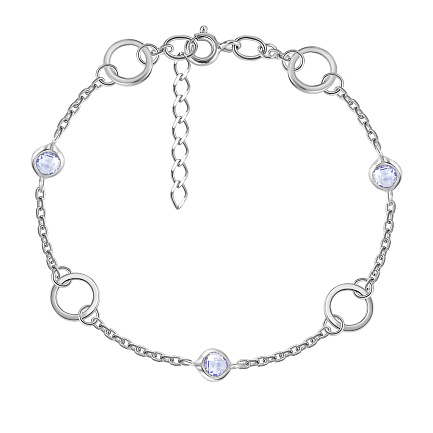 Браслет декоративный из серебра с фианитом