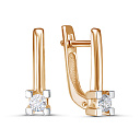 Серьги с английским замком из красного золота с бриллиантами