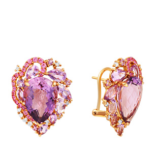 Серьги из красного золота с сапфиром