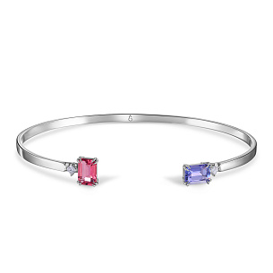 Браслет декоративный из белого золота с танзанитом, турмалином и бриллиантами