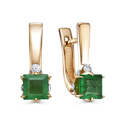 Серьги с английским замком из красного золота с бриллиантами