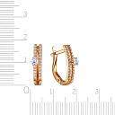 Серьги с английским замком из красного золота с фианитом