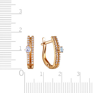 Серьги с английским замком из красного золота с фианитом